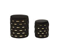Lot de 2 Poufs Coffres Shanty 42cm Noir & Or