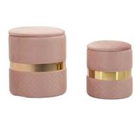 Lot de 2 Poufs Coffres Sheffild 42cm Rose & Or