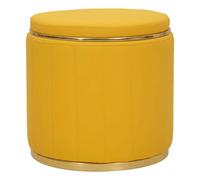 Pouf avec rangement en similicuir moutarde, ø 46,5 x 44 cm
