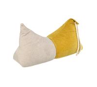Pouf banane VERCART en velours tricoté 130 x 60 x 80 cm, gris/jaune