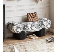 Pouf Banc Long Rembourré Confortable avec Pieds en Bois Massif & Assise | Banc de Lit Moderne avec Assise Large 40cm & Bords Relevés, Design Sécurisé(A,100cm/39.4in)