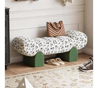 Pouf Banc Long Rembourré Confortable avec Pieds en Bois Massif & Assise | Banc de Lit Moderne avec Assise Large 40cm & Bords Relevés, Design Sécurisé(C,120cm/47.2in)