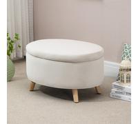 Pouf, banc rembourré ovale, aspect velours, polyester