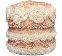 Pouf Bohème Fait à la Main "Bohist" 35cm Rose & Crème Rose
