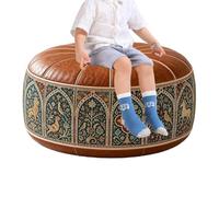 Pouf bohème ottoman - Sac de rangement marocain | Pouf en cuir synthétique | Pouf imperméable de 53 cm, siège et repose-pieds supplémentaires, pour salon, terrasse, dortoir, couverture et vêtements
