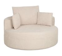 HOMCOM Pouf Canapé en Chenille 130 cm, Grande Assise 2 Coussins Crème | Canapé 1 Place Rond en Mousse sans Structure, 1 Dossier, 1 Traversin, Sans Montage, pour Chambre Salon, Charge 250 kg