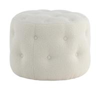 Venture Home - Pouf rond en polyester teddy Benjamin Blanc G