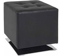 HAKU Tabouret chromé - Tissu synthétique aspect cuir Noir - Métal - L 40 x H 42 x P 40 cm