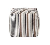 Pouf carré en coton rayé noir et gris - HOMESCAPES - 1 place - 40 x 40 cm - style contemporain