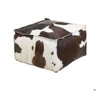Pouf carré en peau de vache véritable