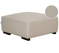 Pouf Carré en Velours Côtelé Beige Type Ottoman à Pieds en Bois d'Eucalyptu