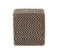 Pouf carré Jute Motif chevron Noir et crème 36 x 36 x 38 cm