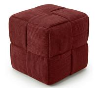 Pouf Carré Tapissé en Velours Côtelé - Design Moderne - Cube Vin