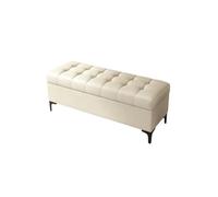 Pouf Chaise De Rangement Robuste Et Repose-Pieds Pratique | Boîte De Rangement En Tissu Technique Écoresponsable Avec Couvercle Amovible(Beige,110x40x43cm)