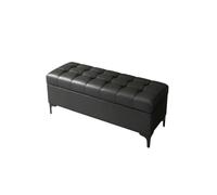 Pouf Chaise De Rangement Robuste Et Repose-Pieds Pratique | Boîte De Rangement En Tissu Technique Écoresponsable Avec Couvercle Amovible(Black,80x40x43cm)