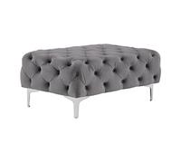 Pouf chesterfield en velours anthracite EDWINA