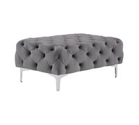 Pouf chesterfield en velours anthracite EDWINA