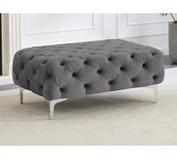 Pouf chesterfield en velours anthracite EDWINA