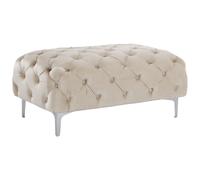 Pouf chesterfield en velours beige EDWINA