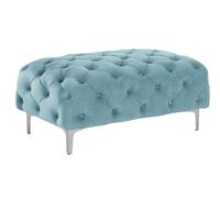 Pouf chesterfield en velours bleu pastel EDWINA