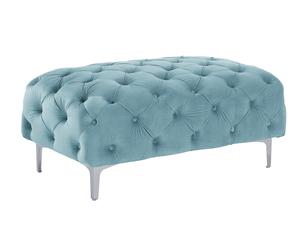 Pouf chesterfield en velours bleu pastel EDWINA