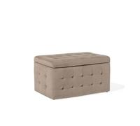 Pouf Chesterfield en velours marron clair - Beliani - Michigan - Style classique - Intemporel - 1 place