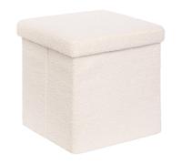 Pouf Coffre Carré Bouclette "Jaiko" 38cm Blanc