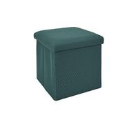 Pouf coffre carré pliable en tissu texturé maille 3D bleu - ELECTRON - ALTOBUY