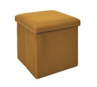 Pouf coffre carré pliable en tissu texturé maille 3D jaune - ELECTRON