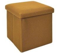 Pouf coffre carré pliable en tissu texturé maille 3D jaune - ELECTRON