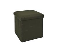 Pouf coffre carré pliable en tissu texturé maille 3D kaki - ELECTRON - ALTOBUY