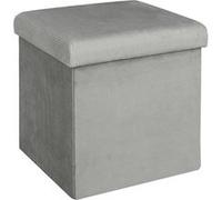 Pouf Coffre Carré Velours Côtelé Gris - ALESSIA - ALTOBUY Gris G