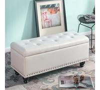 Pouf Coffre De Rangement De 60 Cm, Banc à Chaussures Dentrée en Similicuir avec Assise Rembourrée, Banc De Bout De Lit Capitonné pour Chambre à Coucher, Marron D 31.5 * 15.7 * 16.9IN/80 * 40 * 43CM
