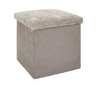 HOME DECO FACTORY - HD7803 - Coffre Pouf Pliable Emilia Taupe - Unité de Rangement Pratique en Polyester - Idéal pour Stocker Plaids et Coussins - Assise d'Appoint - Taille Standard - Couleur Taupe