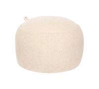 Pouf coffre de rangement en bouclette, coloris beige - Diamètre 60 x Hauteur 40 cm