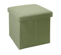 Pouf coffre de rangement pliable 38x38x38 cm vert printemps - tabouret cube tissu aspect lin avec couvercle, repose-pieds