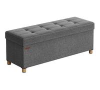 Pouf, Coffre de Rangement, Tabouret avec Repose-Pieds, Pliable, Banc avec Rangement, 38 x 110 x 40 cm, Gris Foncé