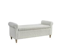 Pouf Coffre de Rangement Tissu Tabouret Scandinave Repose-Pieds Salon Chambre avec Couvercle Relevable Design Compact Multifonction