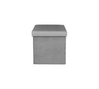 HOME DECO FACTORY - Coffre Pouf Pliable en Velours Côtelé - Rangement Pratique et Confortable - Design Moderne pour Salon ou Chambre - 38 x 38 x 38 cm - Gris Souris - Modèle Giulia