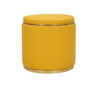 Mauro Ferretti Pouf avec rangement London en similicuir moutarde Ø 46,5 x 44 cm