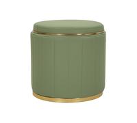 Mauro Ferretti Pouf coffre London – Similicuir vert clair Ø 46,5 x 44 cm