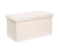 Pouf Pliable Coffre Jaiko en Bouclette Blanc 76x38cm - Atmosphera Créateur d'intérieur