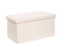 Pouf Pliable Coffre Jaiko en Bouclette Blanc 76x38cm - Atmosphera Créateur d'intérieur