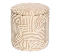 Pouf coffre en tissu avec motifs coloris beige