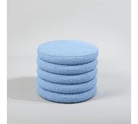 Pouf coffre en tissu bouclettes bleu azur 41x32.5x41cm Bleu