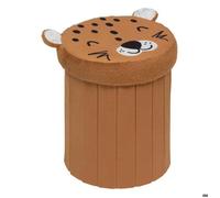 Pouf-coffre enfant léopard pliant ""Anoki"" orange D30x36cm - Atmosphera Créateur d'intérieur