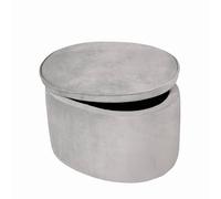 Pouf Coffre Ovale En Bois Et Velours - Tabouret Avec Rangement Lil Sofa Gris Argenté TU