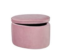Pouf Coffre Ovale En Bois Et Velours - Tabouret Avec Rangement Lil Sofa Rose Pastel TU