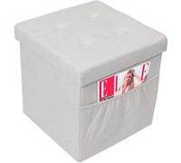 Pouf-Coffre Pliable Capitonné Blanc Chiné - COLLA - ALTOBUY Blanc G