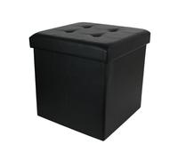 Home Deco Factory – Pouf coffre pliable carré – Simili cuir, assise rembourrée, 38x38x38 cm – Noir